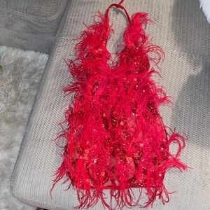 Custom Sequin Feather Dress